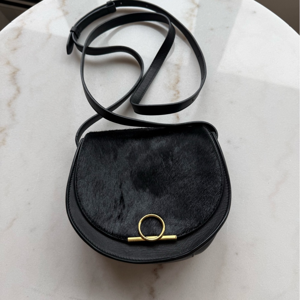 Cuyana Black Crossbody Bag with Gold Ring